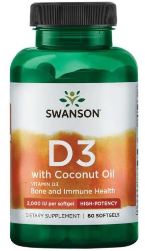 Vitamin D-3 With Coconut Oil 60 Cápsulas