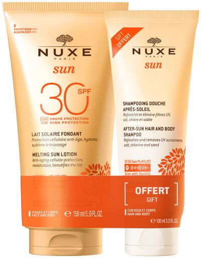 Sun Duo Sun Milk FPS 30 e shampoo gel de banho pós-sol 2 peças